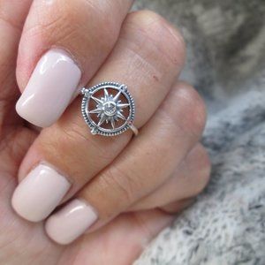Nautical Compass Ring>925 Sterling Compass Ring,Nautical ring,Compass Ring, 925